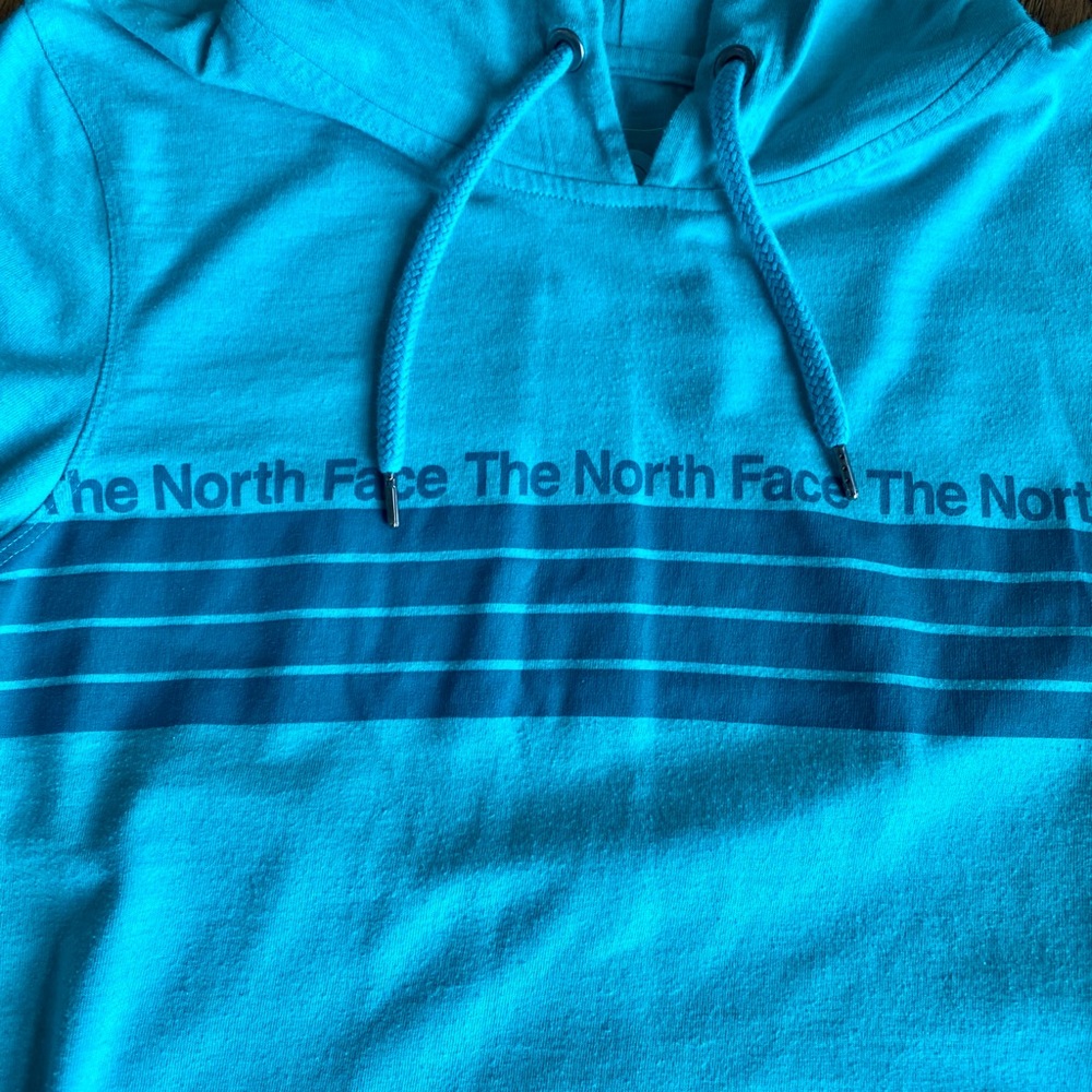 Turquoise north face lightweight cotton hoodie, women’s size medium - Picture 2 of 4